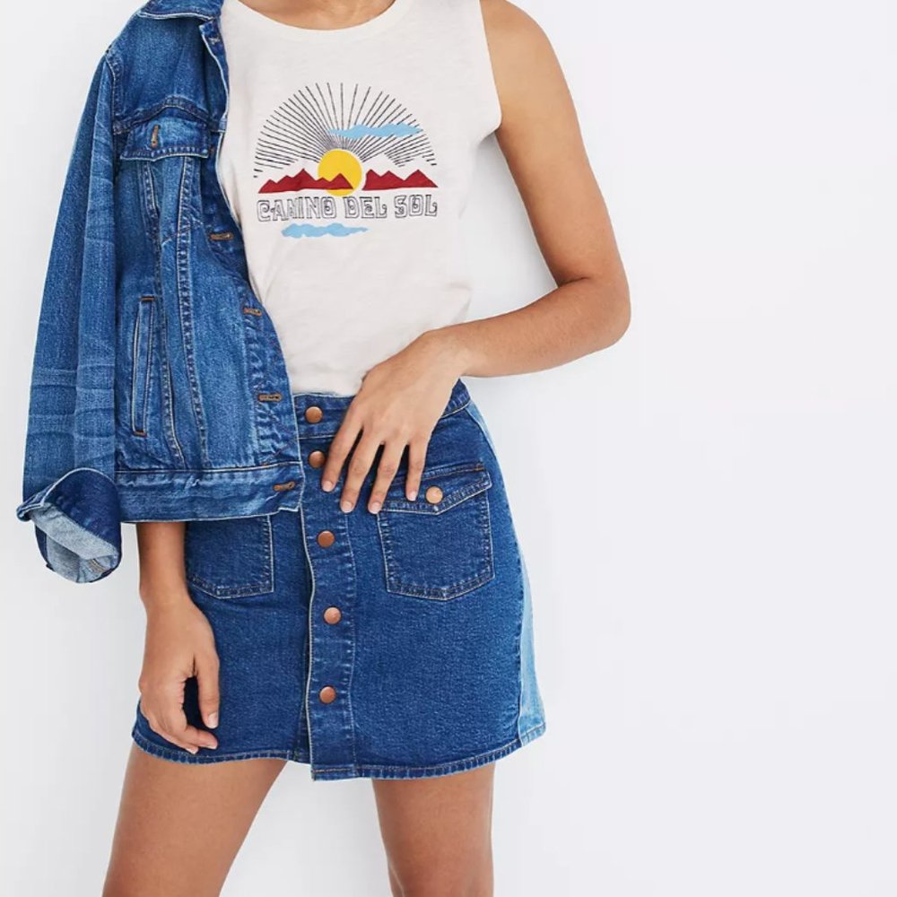 Madewell Two-tone Snap Front Skirt
